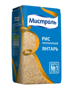 Рис Янтарь длиннозёрный пропаренный Мистраль 900г