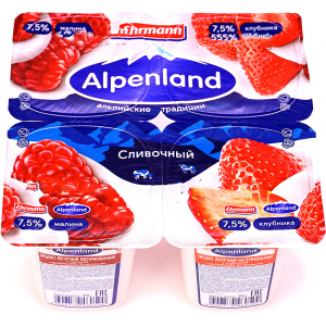Йогурт Альпенленд Малина/клубника 7,5% 95г