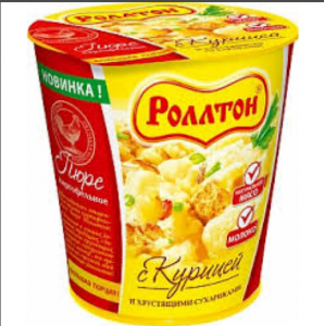 Пюре картофельное б/п с курицей и хрус.сухариками Роллтон стакан 55г