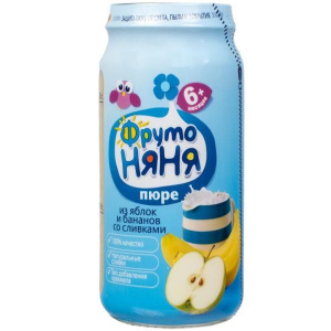 Пюре ФрутоНяня из яблок и бананов со сливками для детей с 6 месяцев, 250г