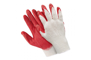 Перчатки х/б 1 облив латекса красные 