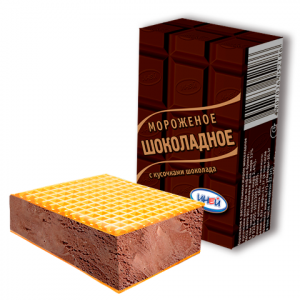 Мороженое  шоколадное с шоколадной крошкой в вафлях (брикет) Иней, 85г