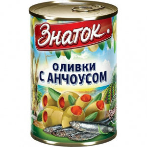 Оливки с анчоусом Знаток 300мл
