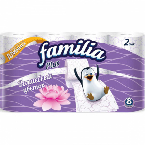 Туалетная бумага Фамилия плюс Волшебный цветок 2х слойная 8шт