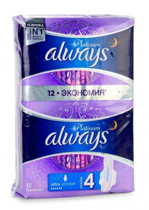 Прокладки Always Ultra Platinum Night Duo 12шт