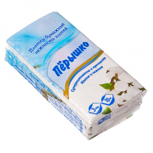 Платочки бумажные трехслойные "Перышко", 10 шт