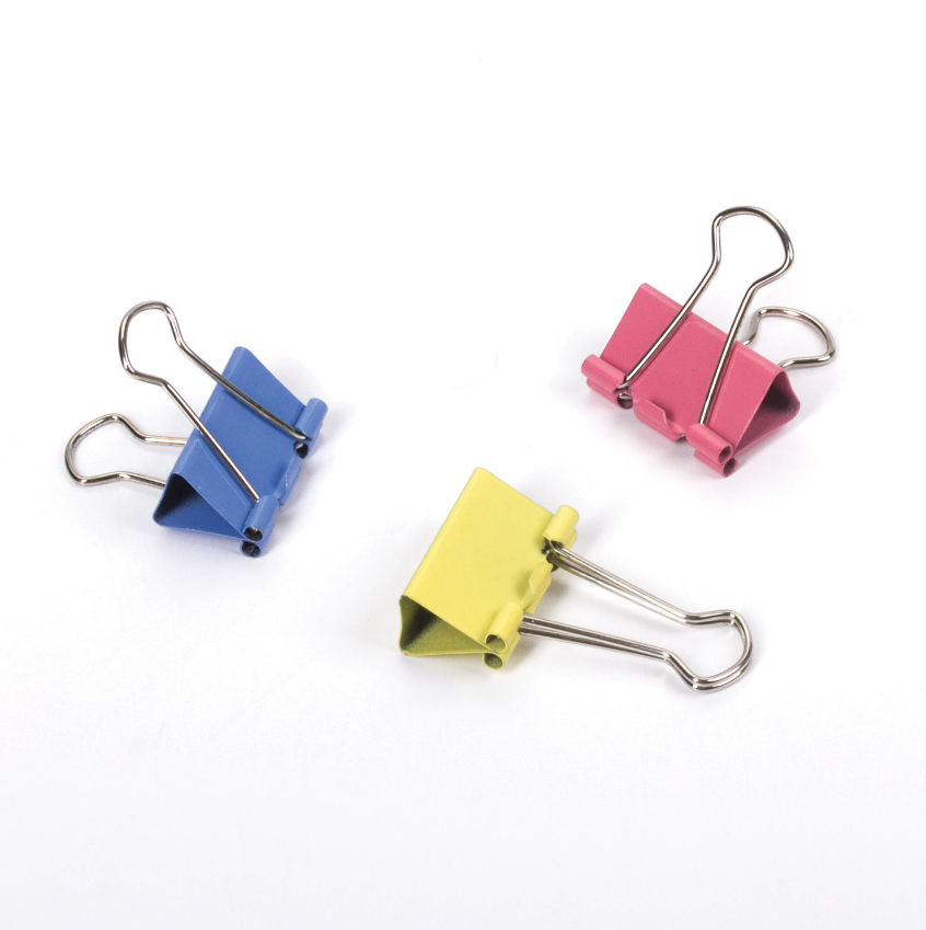 Зажимы для бумаг Стафф 25мм цветные 1 шт