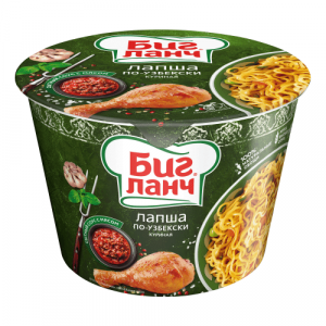 Лапша По-Узбекски б/п Биг Ланч со вкусом курицы 90г ведро