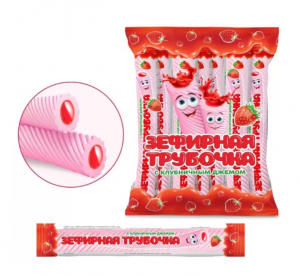 Зефирная трубочка с джемом клубника 15гр
