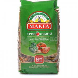Макароны спирали Триколлини томат шпинат Макфа 450г