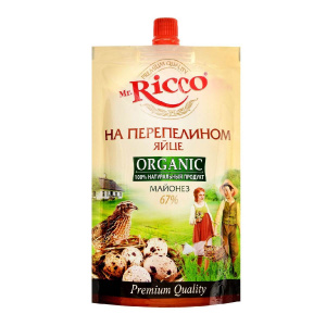 Майонез на перепелином яйце Mr.Ricco Organic 67%, 220мл