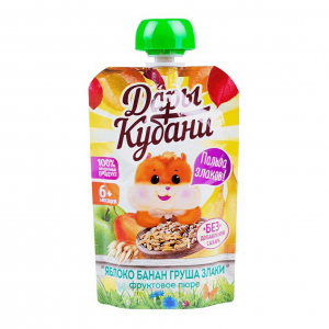 Пюре детское Дары Кубани яблоко груша банан 90 г.