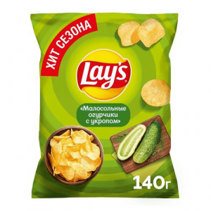 Чипсы Лейс Малосольный огурчики с укропом 140гр