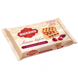 Мягкие вафли с вишневым джемом Яшкино 40г