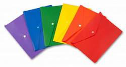 Папка-конверт с кнопкой А4 235*330мм 0,18мм синяя,красная,зеленая  Hatber