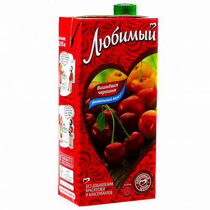 Напиток сокосодержащий Любимый Яблоко,Вишня,Черешня 0,95л